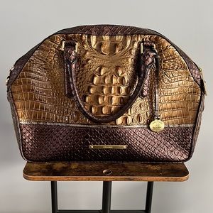 Brahmin copper snake skin satchel